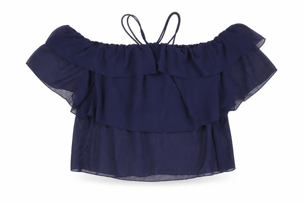 Womens UK Size 16 H&M Blue Cropped Blouse