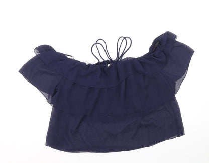 Womens UK Size 16 H&M Blue Cropped Blouse