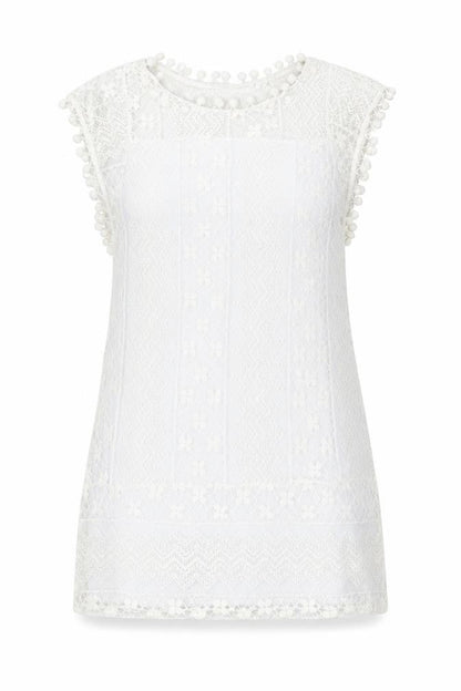 Preworn Womens White Geometric Cotton A-Line Size M Round Neck Pullover