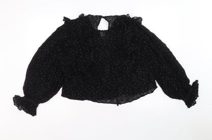 H&M Womens Black Polyester Basic Blouse Size XS V-Neck