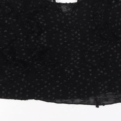 H&M Womens Black Polyester Basic Blouse Size XS V-Neck