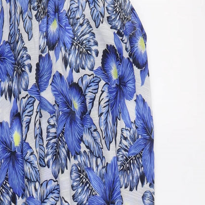 New Look Womens Blue Floral Polyester Tank Dress Size M Round Neck Pullover