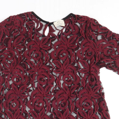 Womens UK Size S Pins and Needles Red Basic T-Shirt