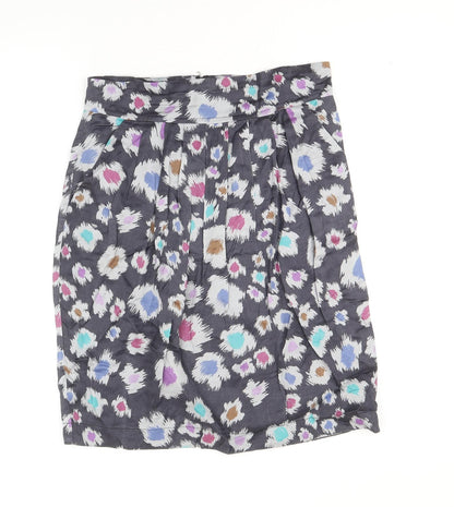 Great Plains London Womens Grey Geometric Viscose Straight & Pencil Skirt Size 12 Zip