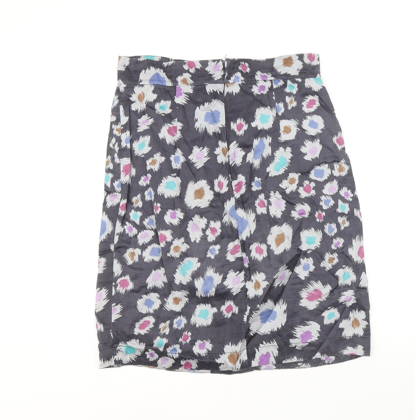 Great Plains London Womens Grey Geometric Viscose Straight & Pencil Skirt Size 12 Zip