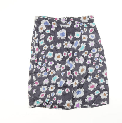 Great Plains London Womens Grey Geometric Viscose Straight & Pencil Skirt Size 12 Zip