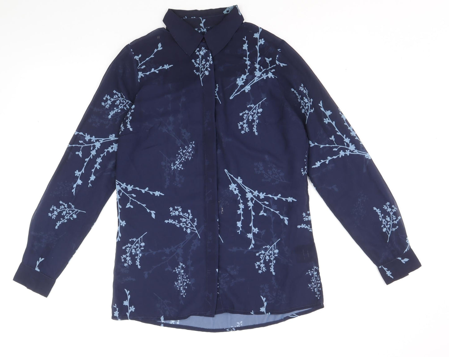 Womens UK Size 8 Sosandar Blue Basic Button-Up
