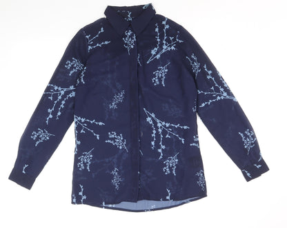 Womens UK Size 8 Sosandar Blue Basic Button-Up
