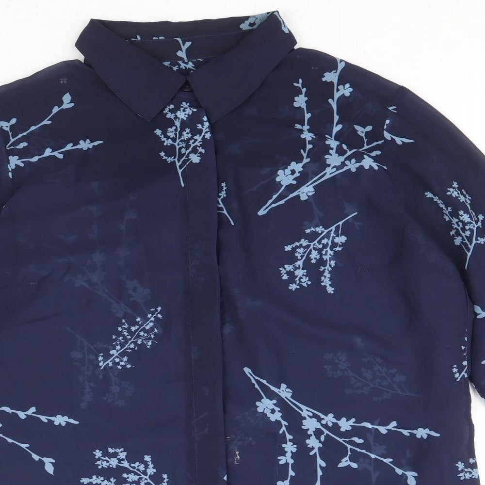 Womens UK Size 8 Sosandar Blue Basic Button-Up