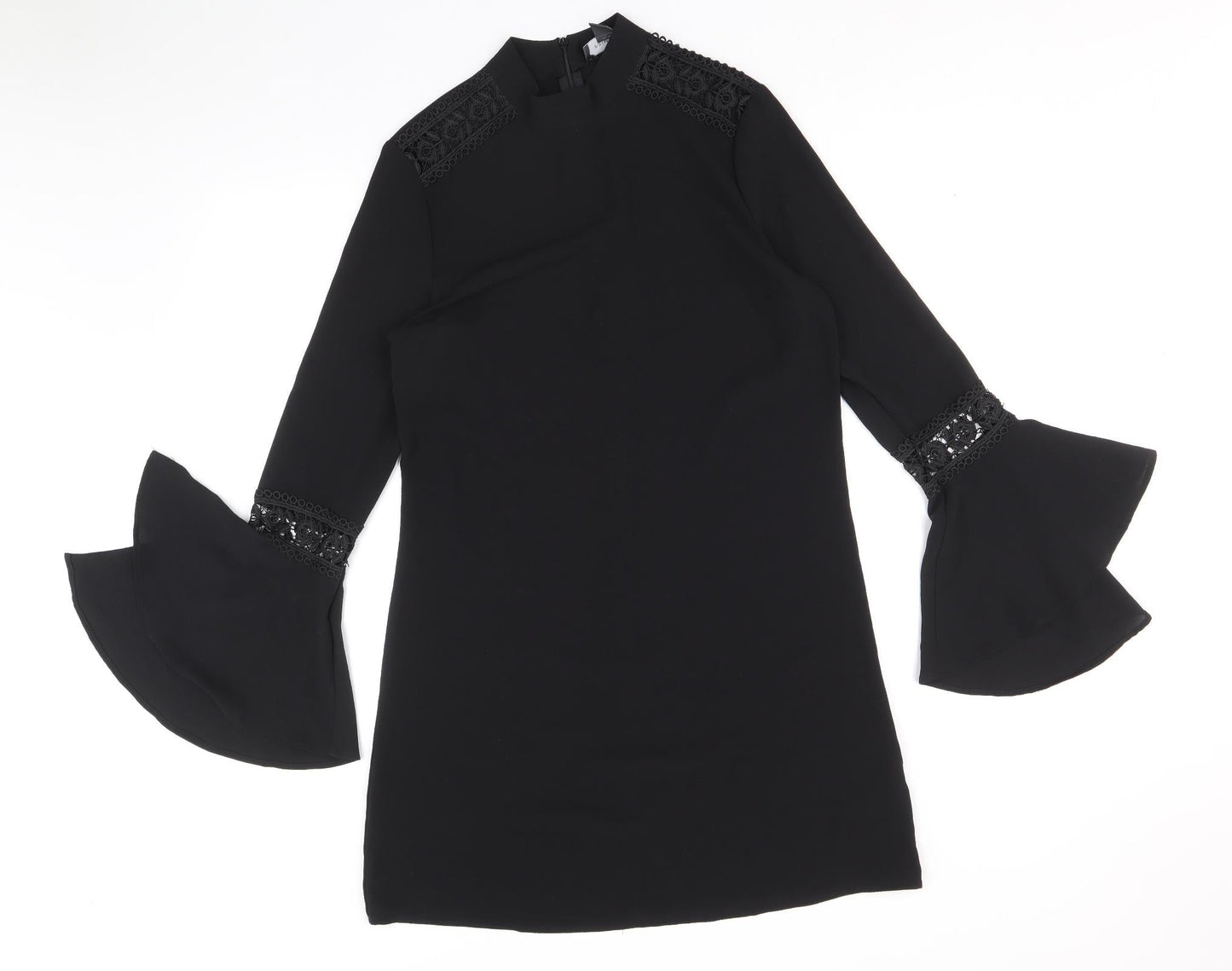 Primark Womens Black Floral Polyester A-Line Size 10 Round Neck Zip