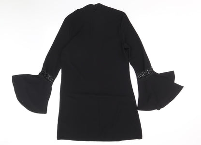 Primark Womens Black Floral Polyester A-Line Size 10 Round Neck Zip