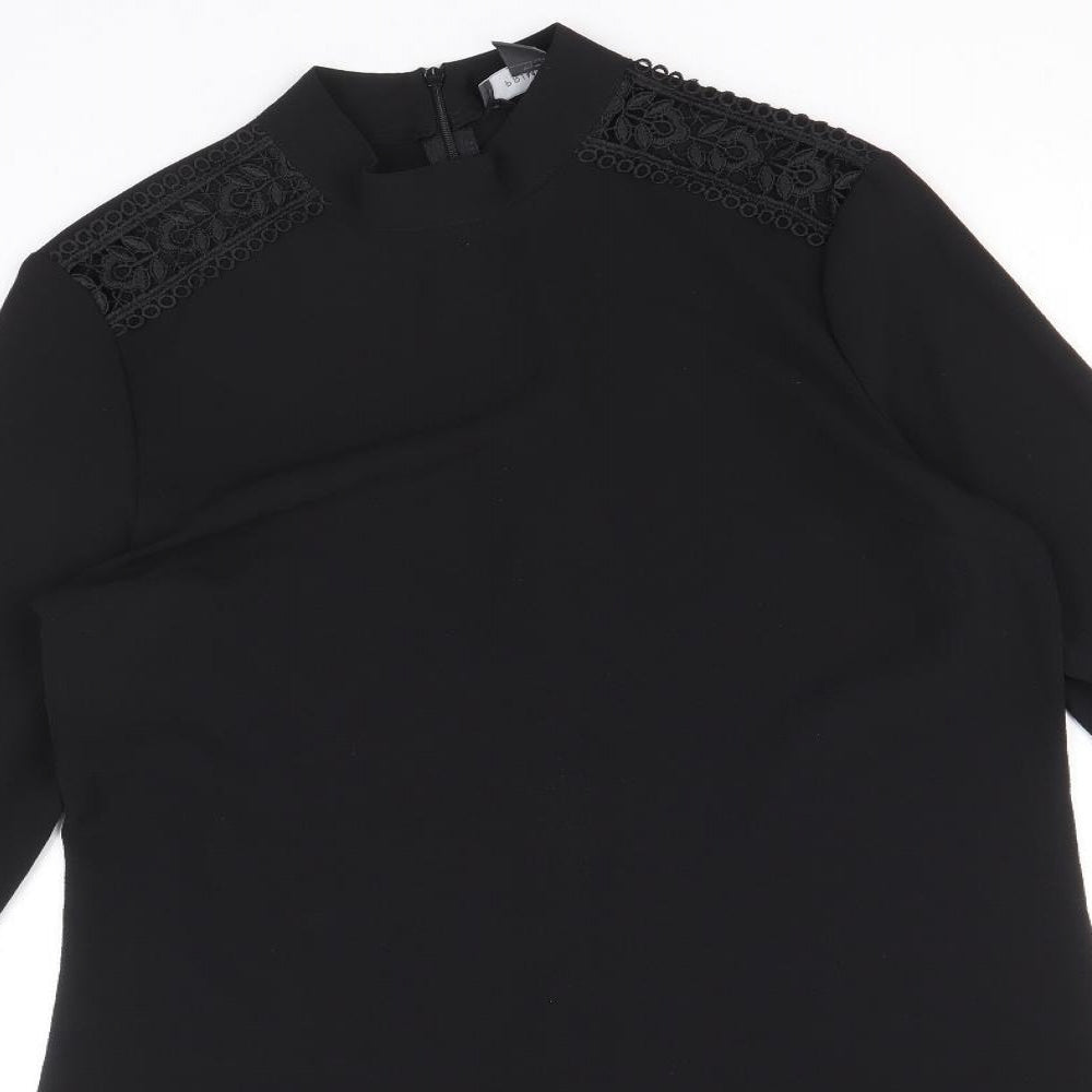 Primark Womens Black Floral Polyester A-Line Size 10 Round Neck Zip