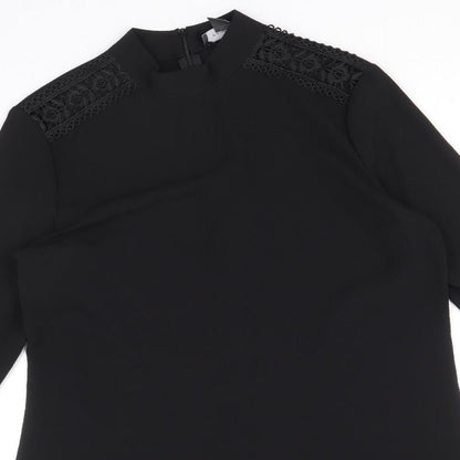 Primark Womens Black Floral Polyester A-Line Size 10 Round Neck Zip