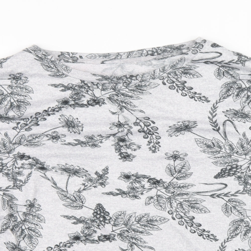 TU Womens Grey Round Neck Floral Polyester Pullover Jumper Size 10