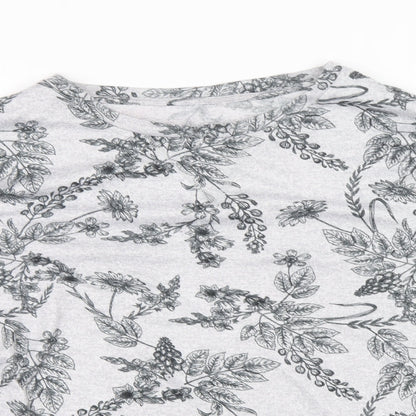 TU Womens Grey Round Neck Floral Polyester Pullover Jumper Size 10