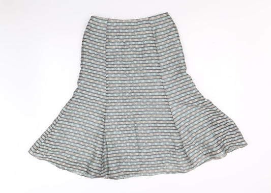 Minuet Womens Grey Geometric Polyester Swing Skirt Size 8 Zip
