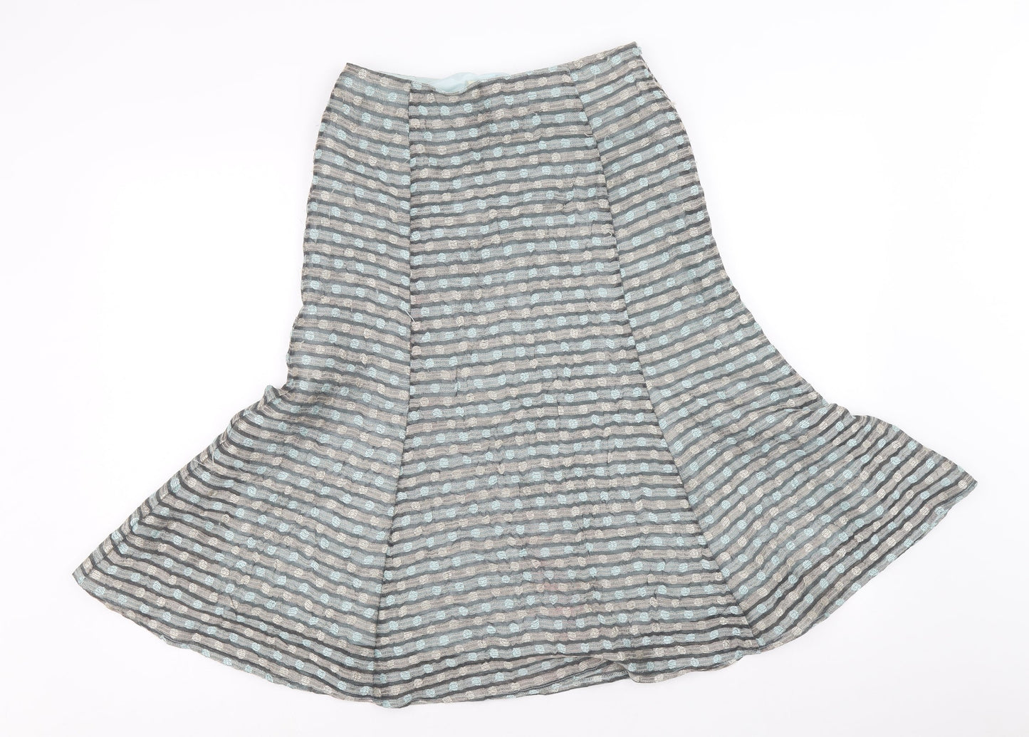 Minuet Womens Grey Geometric Polyester Swing Skirt Size 8 Zip