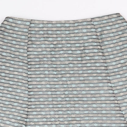 Minuet Womens Grey Geometric Polyester Swing Skirt Size 8 Zip