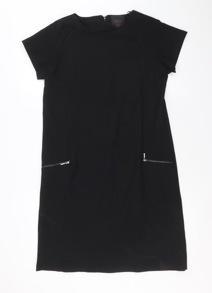 NEXT Womens Black Polyester A-Line Size 12 Round Neck Zip