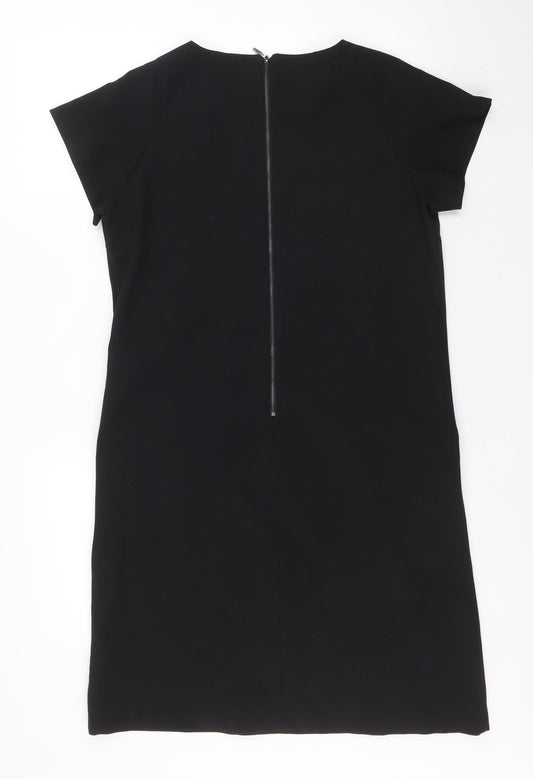NEXT Womens Black Polyester A-Line Size 12 Round Neck Zip