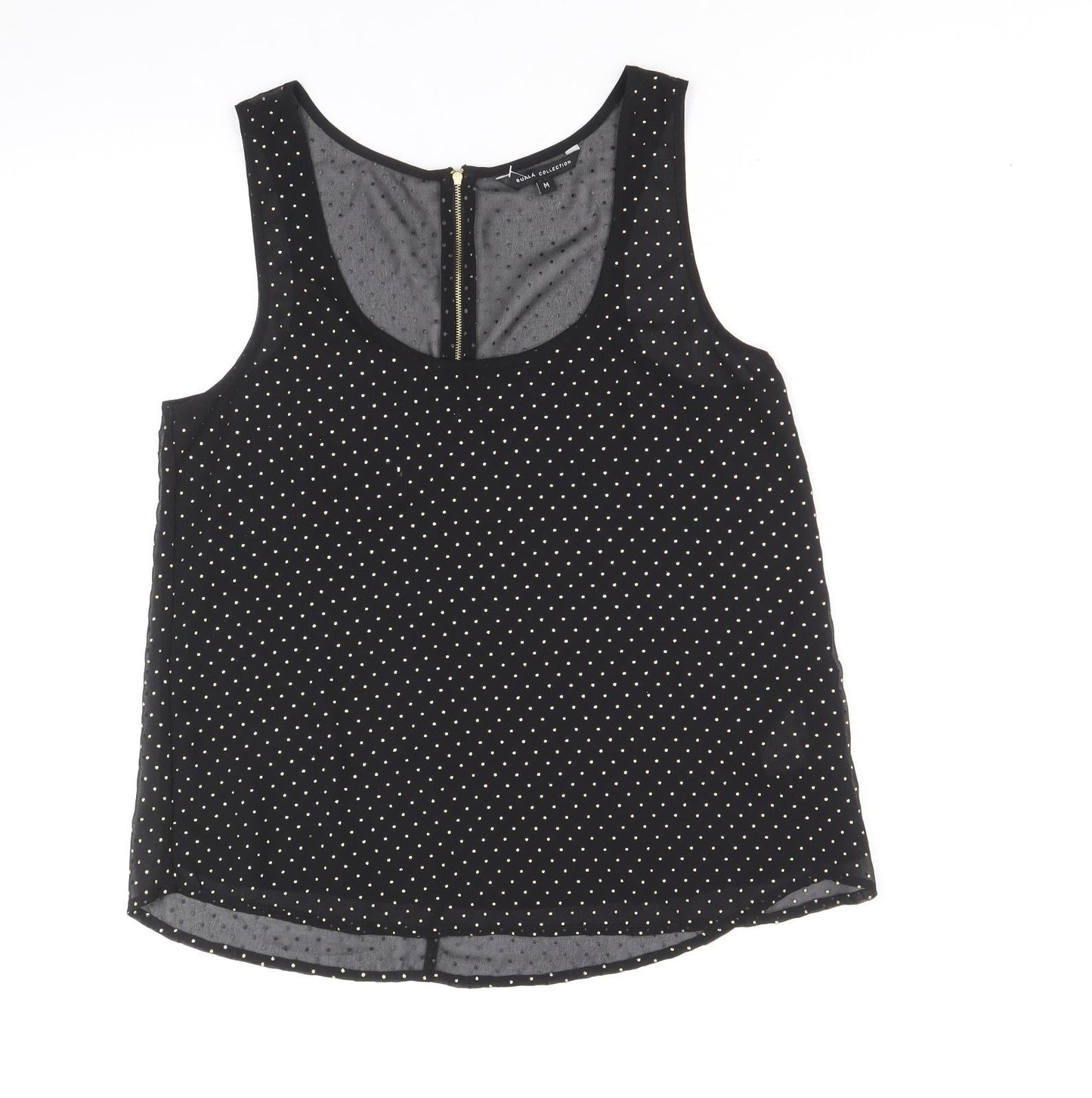 Buala Womens Black Polka Dot Polyester Basic Tank Size M Round Neck