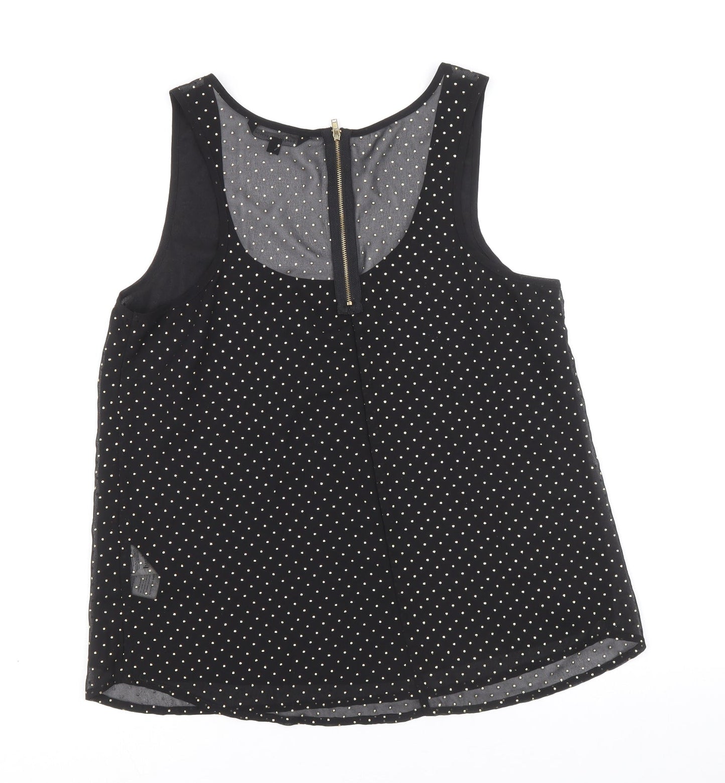Buala Womens Black Polka Dot Polyester Basic Tank Size M Round Neck