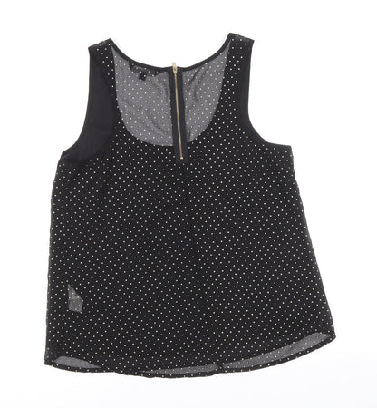 Buala Womens Black Polka Dot Polyester Basic Tank Size M Round Neck