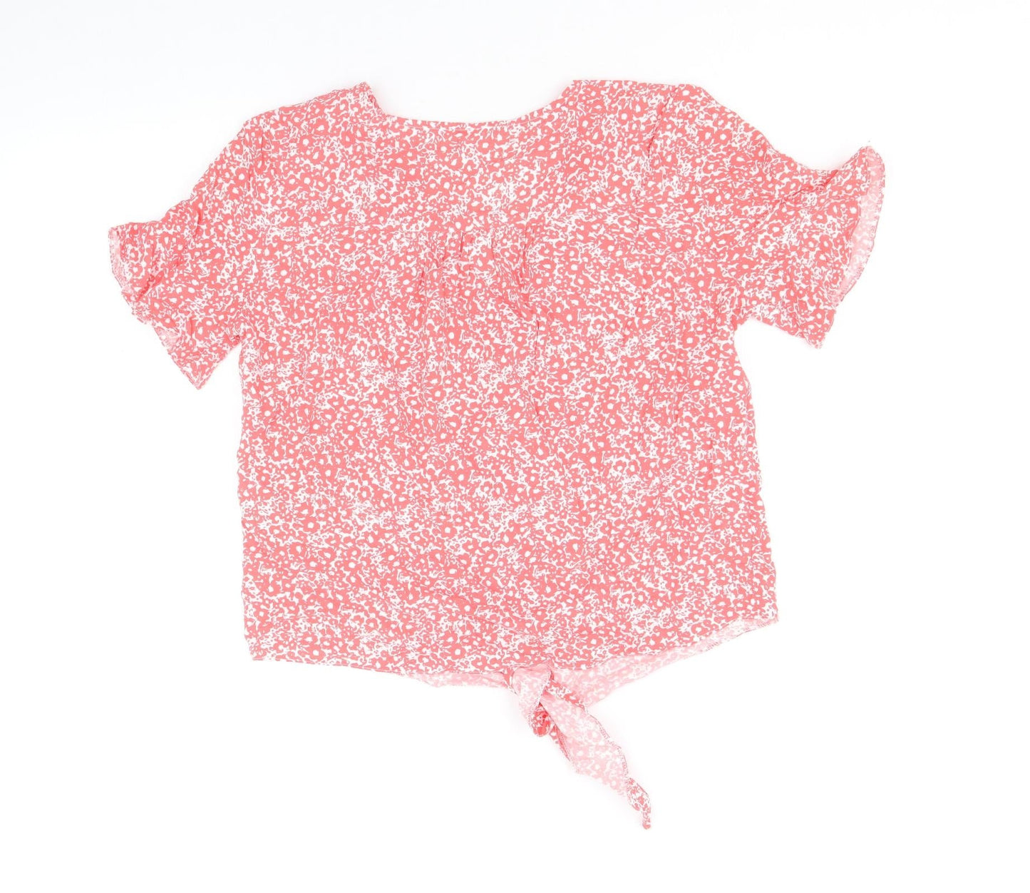 George Womens Pink Geometric Viscose Basic Blouse Size 8 V-Neck