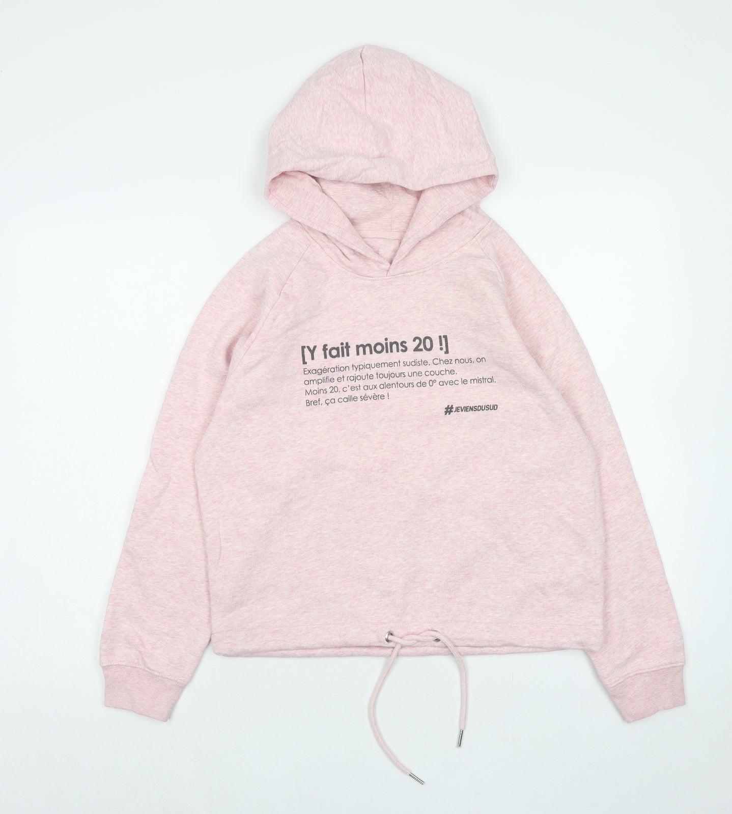 Stanley Womens Pink Cotton Pullover Hoodie Size S Pullover - French Slogan, Cropped