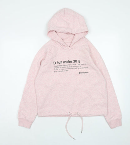 Stanley Womens Pink Cotton Pullover Hoodie Size S Pullover - French Slogan, Cropped