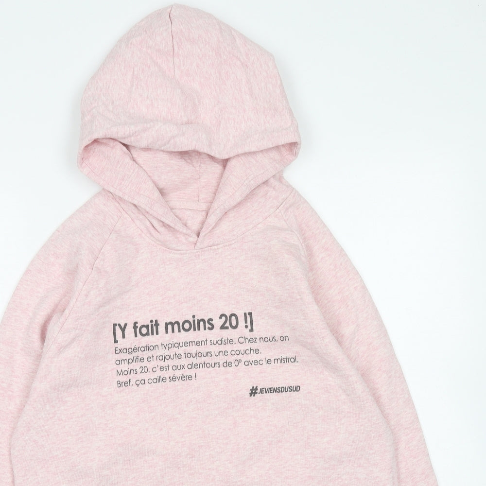 Stanley Womens Pink Cotton Pullover Hoodie Size S Pullover - French Slogan, Cropped