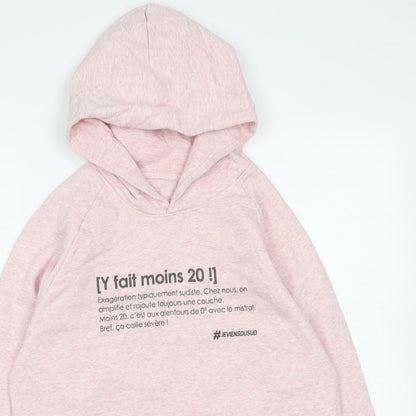 Stanley Womens Pink Cotton Pullover Hoodie Size S Pullover - French Slogan, Cropped