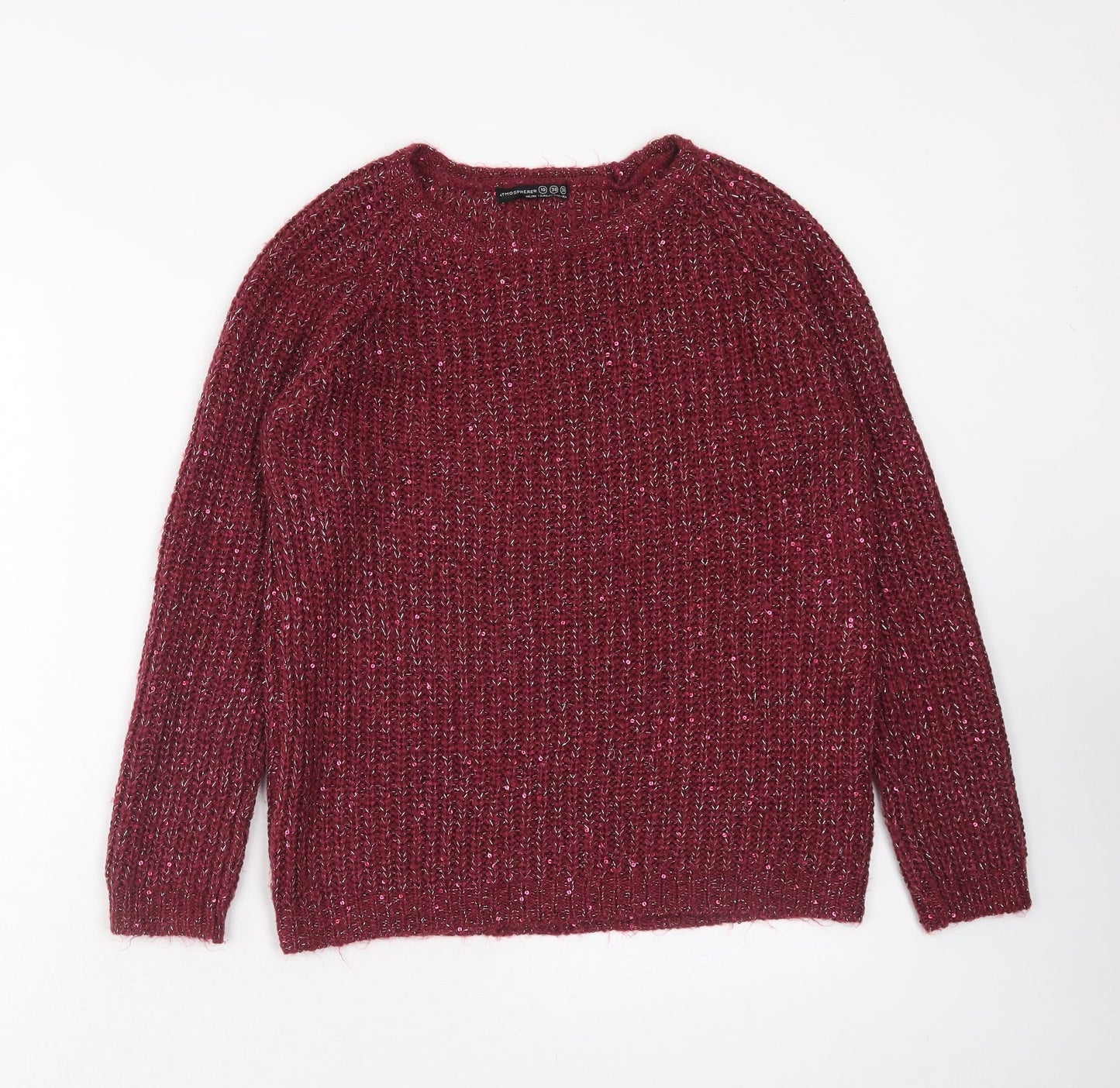 Atmosphere Womens Purple Round Neck Acrylic Pullover Jumper Size 10