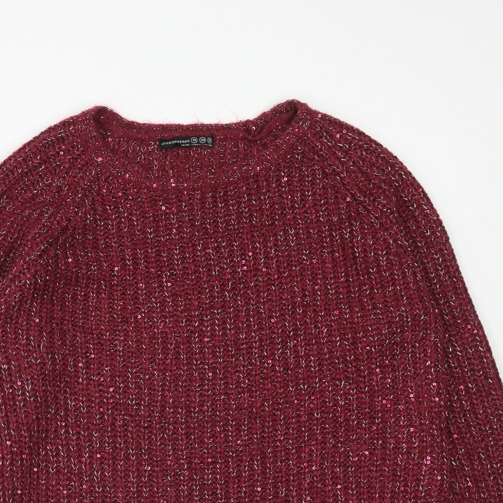 Atmosphere Womens Purple Round Neck Acrylic Pullover Jumper Size 10