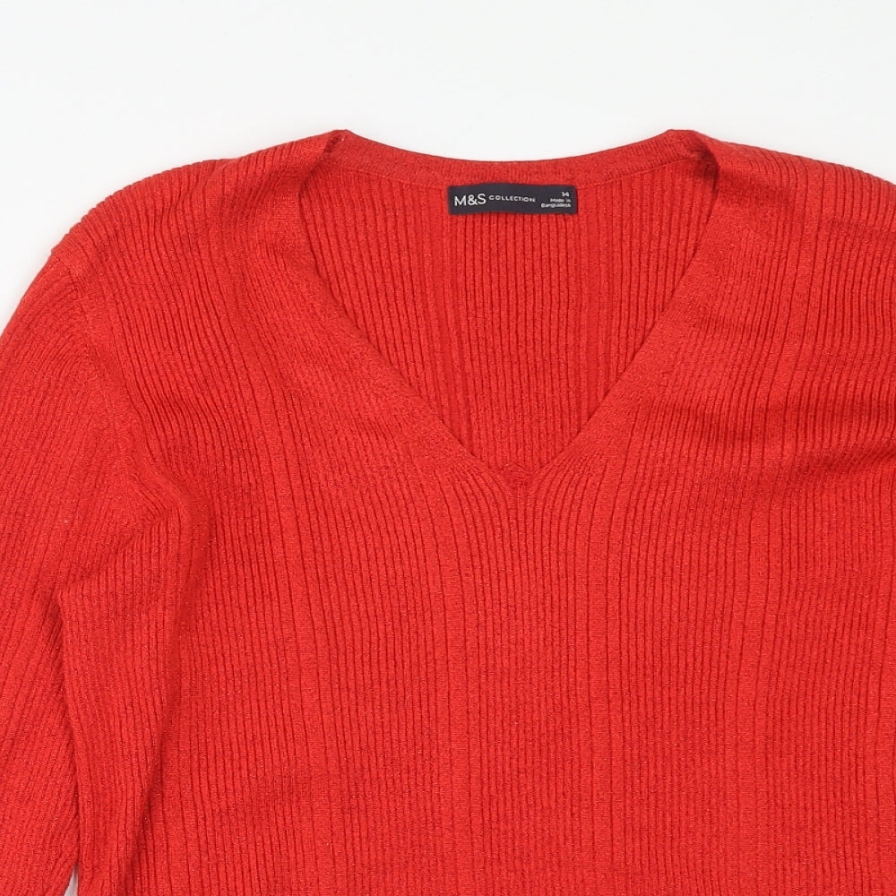 Womens UK Size 14 Marks and Spencer Red Pullover Jumper