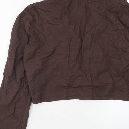 Womens UK Size L Zara Brown Cropped Blouse