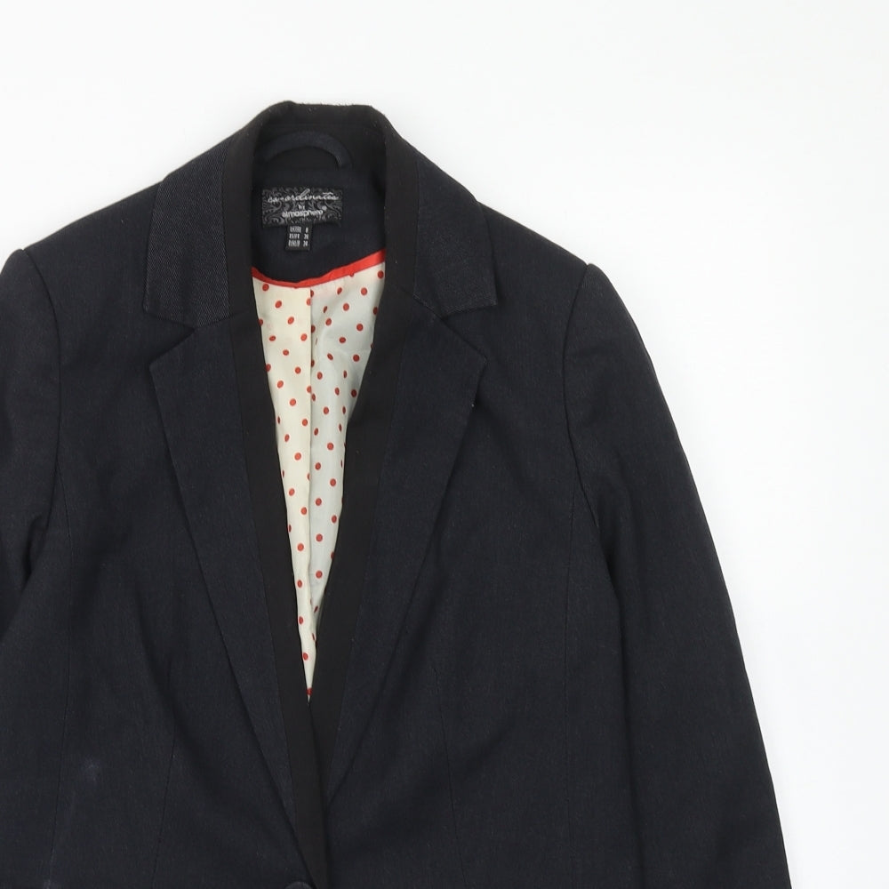 Atmosphere Womens Blue Polyacrylate Fibre Jacket Blazer Size 8