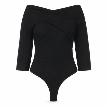 ASOS Womens Black Viscose Bodysuit One-Piece Size 8 Snap