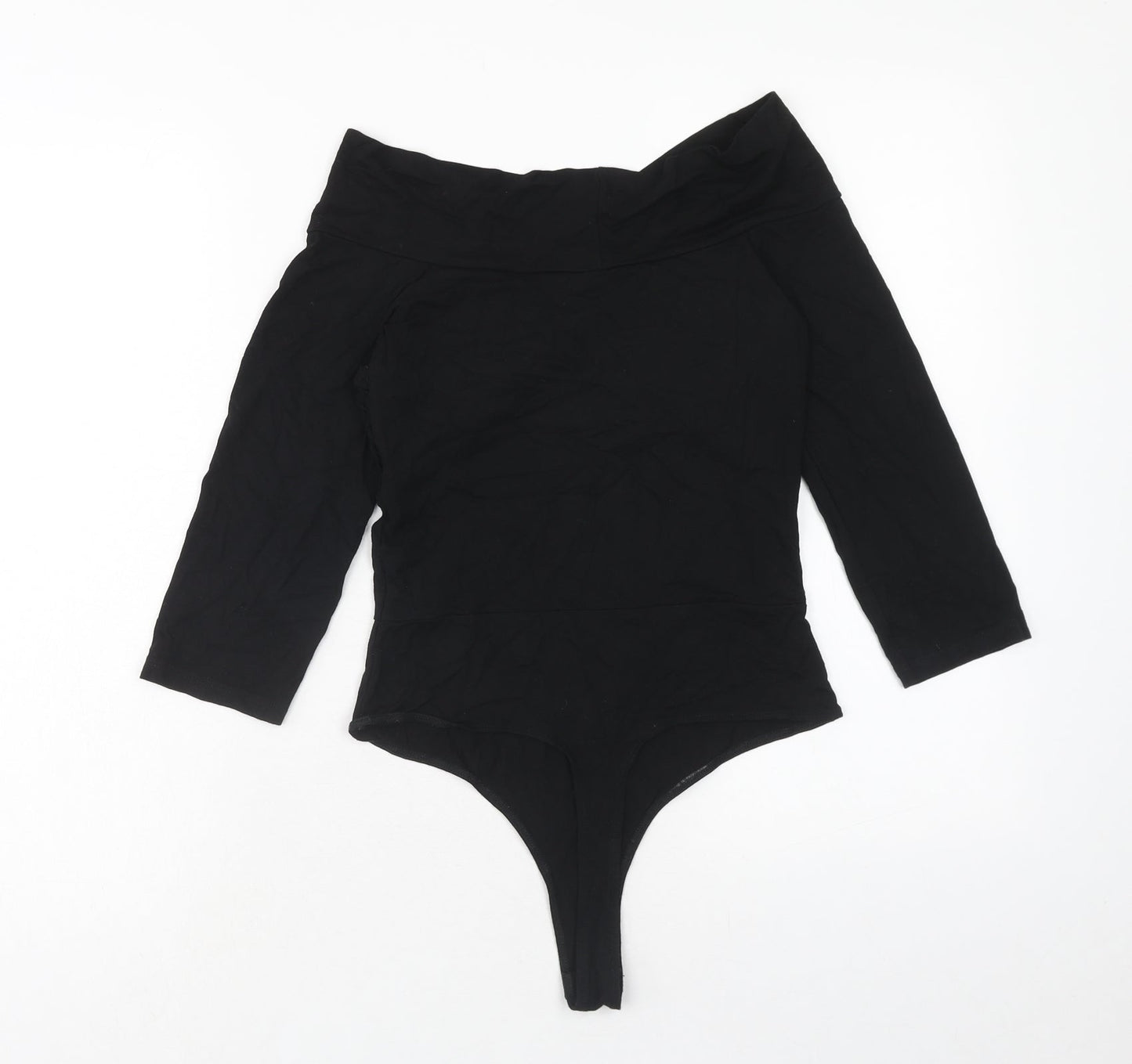 ASOS Womens Black Viscose Bodysuit One-Piece Size 8 Snap