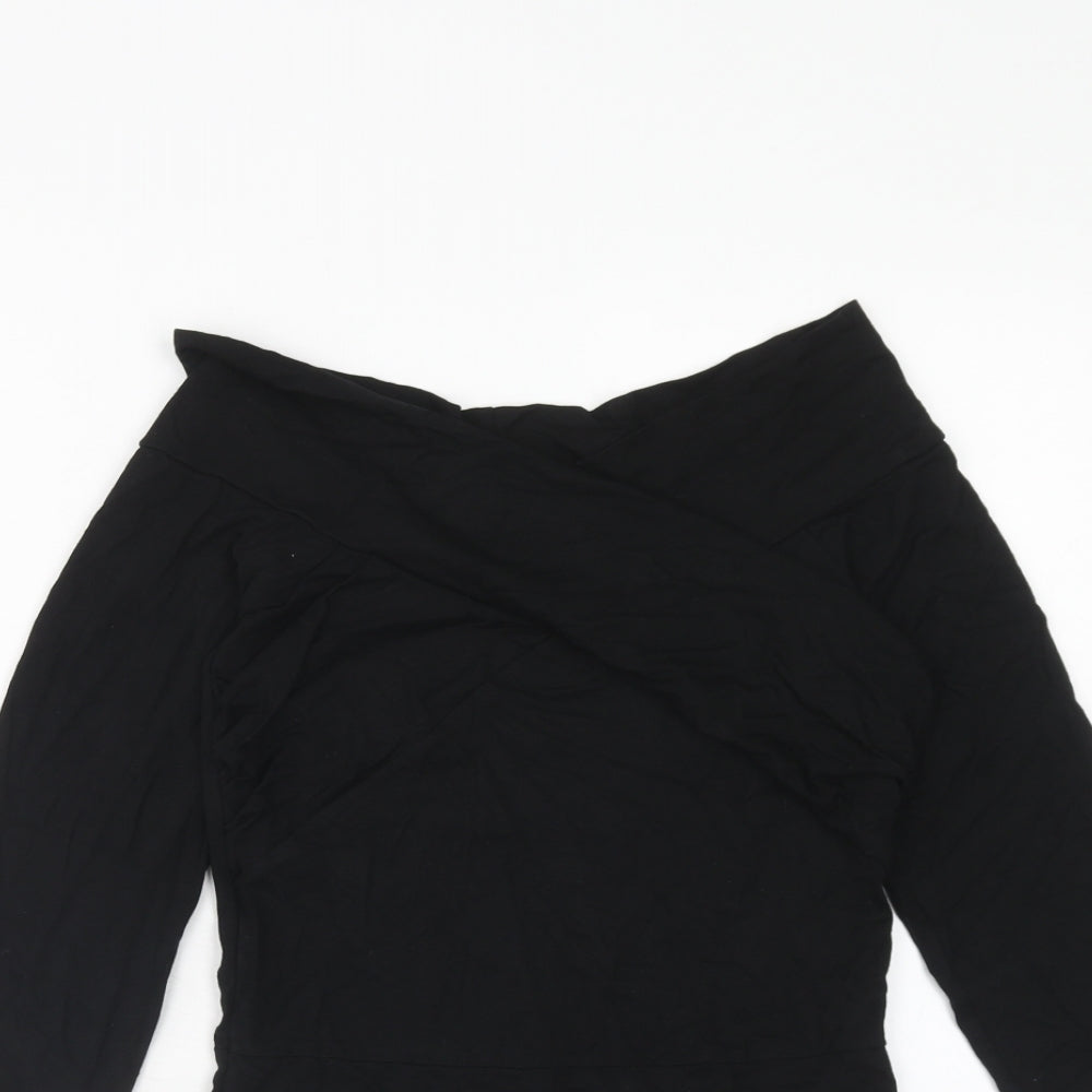 ASOS Womens Black Viscose Bodysuit One-Piece Size 8 Snap