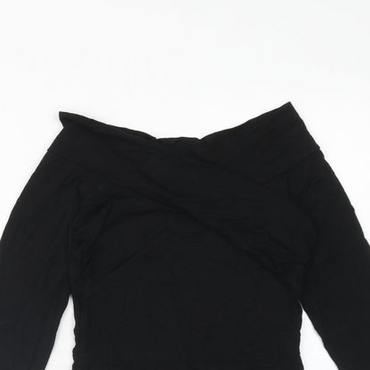 ASOS Womens Black Viscose Bodysuit One-Piece Size 8 Snap