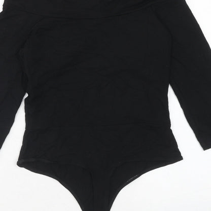 ASOS Womens Black Viscose Bodysuit One-Piece Size 8 Snap