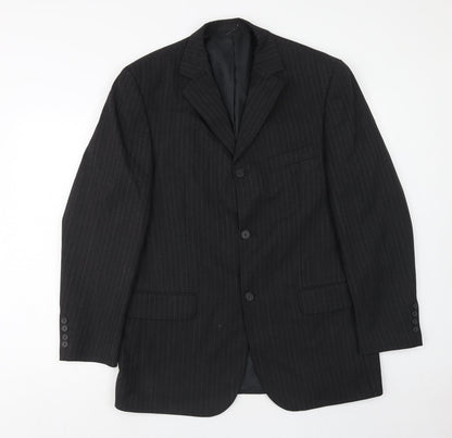 Carlo Colucci Mens Black Striped Wool Jacket Suit Jacket Size 42 Regular
