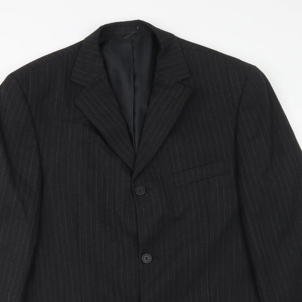 Carlo Colucci Mens Black Striped Wool Jacket Suit Jacket Size 42 Regular