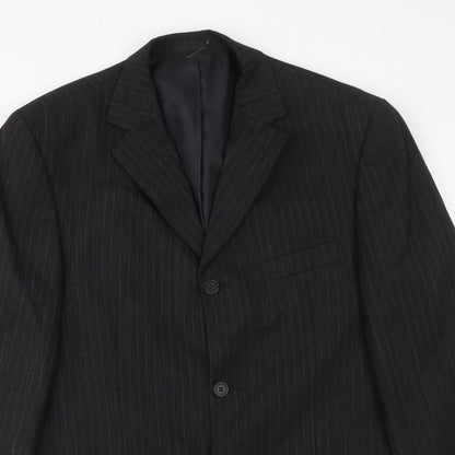 Carlo Colucci Mens Black Striped Wool Jacket Suit Jacket Size 42 Regular