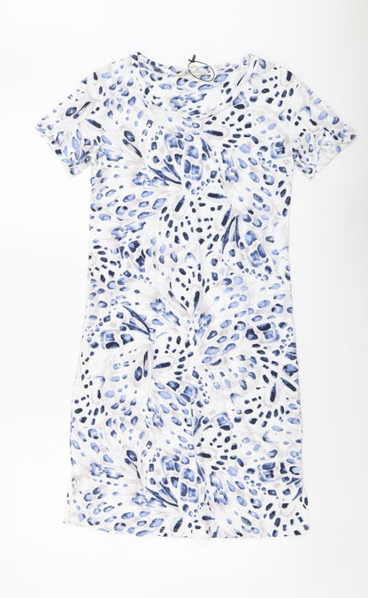 Marks and Spencer Womens Blue Geometric Cotton Top Dress Size XS