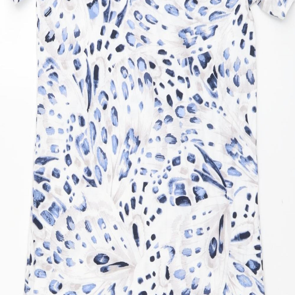 Marks and Spencer Womens Blue Geometric Cotton Top Dress Size XS