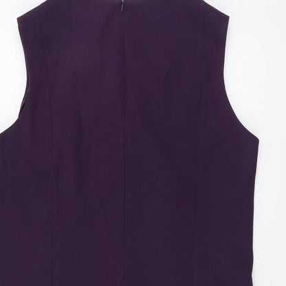 Simon Jersey Womens Purple Polyester A-Line Size 16 Round Neck Zip