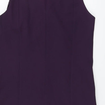 Simon Jersey Womens Purple Polyester A-Line Size 16 Round Neck Zip