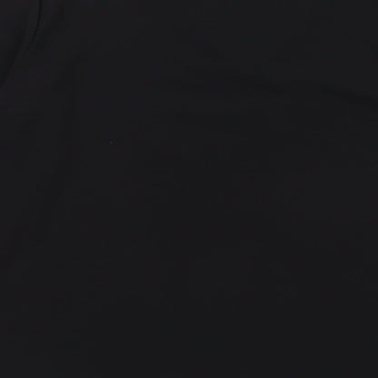 SheIn Womens Black Polyester Basic Blouse Size M V-Neck - Sleeve Tie Detail